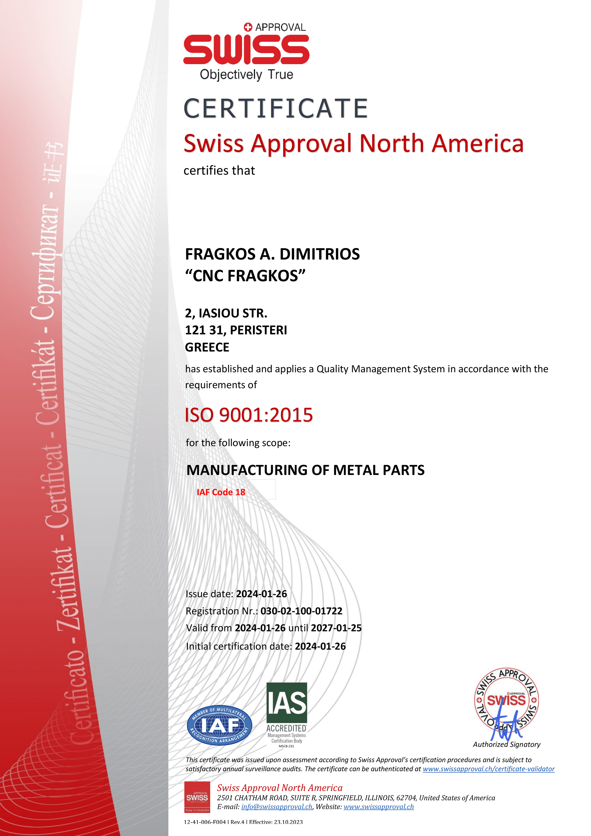 Certificate ISO9001 Eng